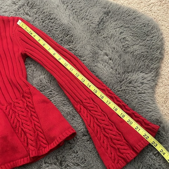 Bebe Statement Sleeve Red Turtleneck Sweater - Picture 7 of 10